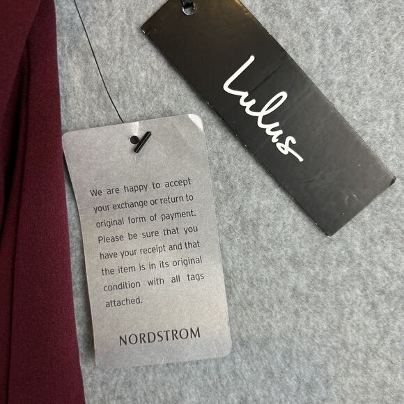 Lulus Dress Womens S Maxi Gown Burgundy Off-The-Shoulder Wedding Romantic - Picture 9 of 14